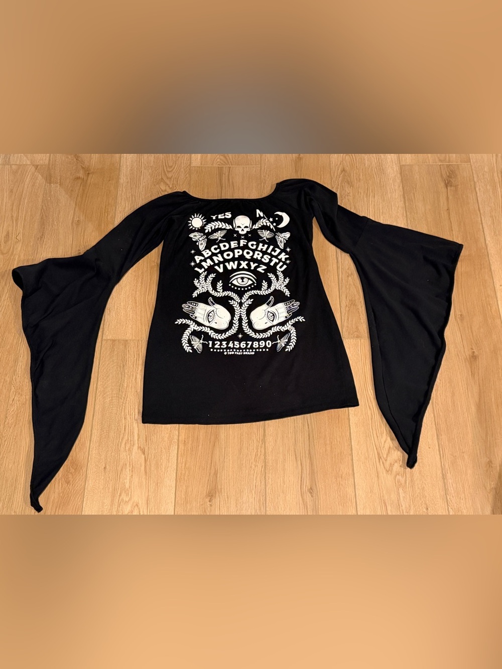 Too Fast Ouija Board Shirt with Bell Sleeves Medium Goth